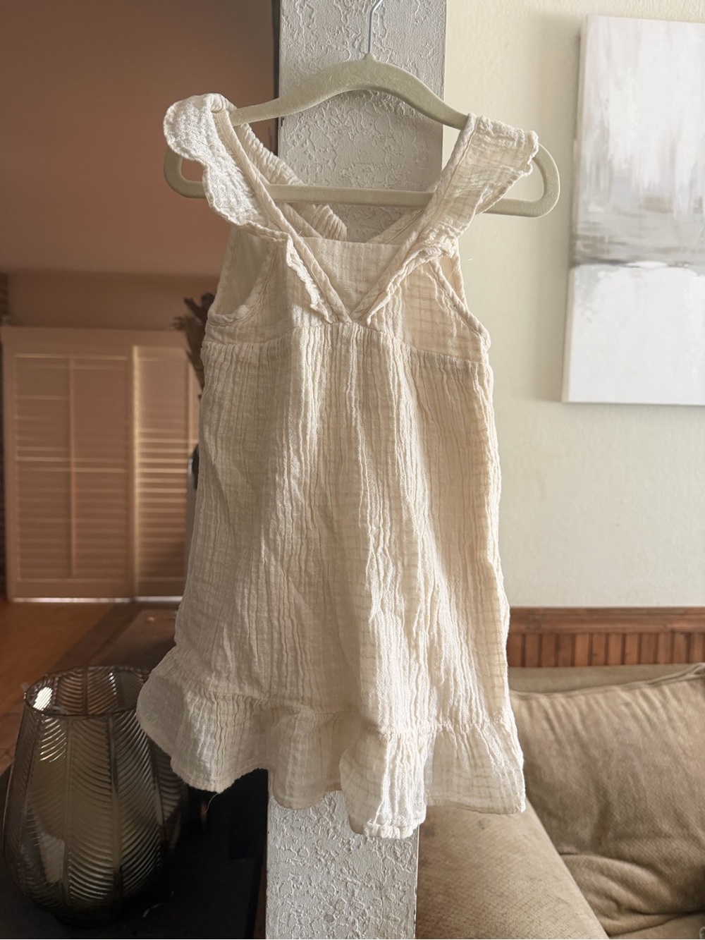 Zara Girls Cream Ruffled Sundress - Soft Cotton